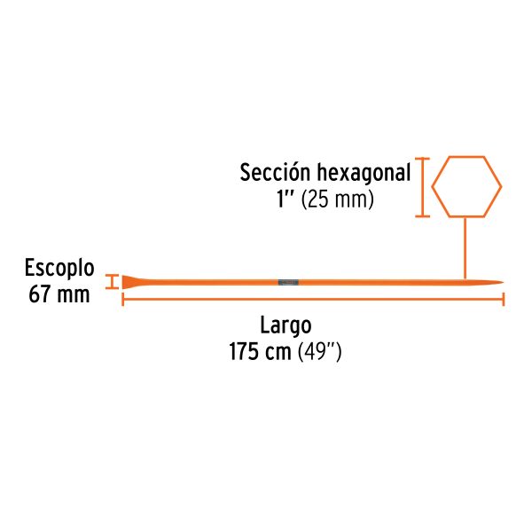 BARRETA DE PUNTA 1"X175CM,ESCOPLO 67MM TRUPER - Imagen 4