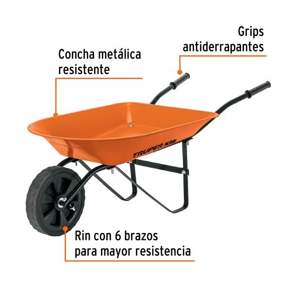 CARRETILLA PARA NIÑOS ,CONCHA PLASTICA,54X38 CM, TRUPER - Imagen 2