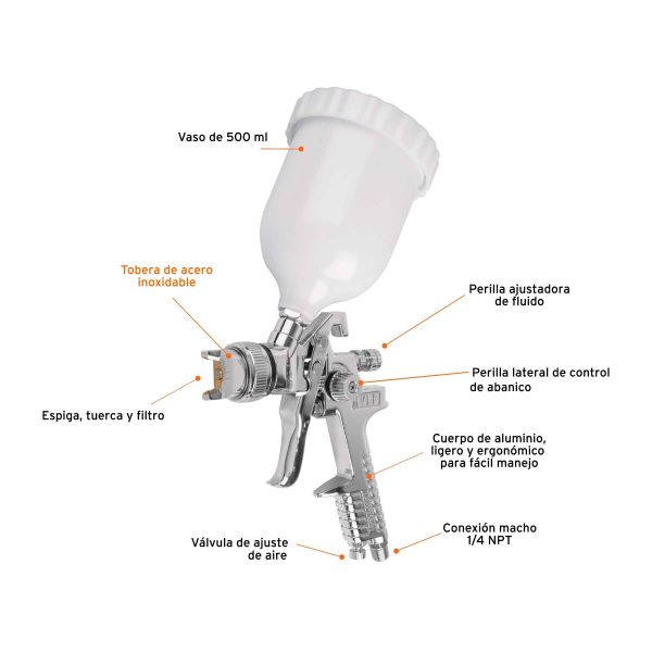 PISTOLA P/PINTAR GARVEDAD HVLP TRUPER 2MM - Imagen 5