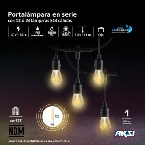 SERIE DE LUCES AKSI CON FOCOS S14 LUZ CALIDA